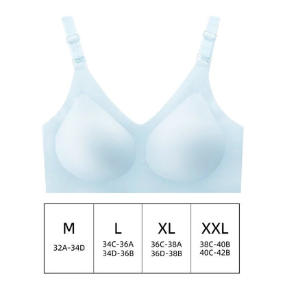 Women'S Seamless Bras Ladies Thin Style Jelly Color Soft Breastfeeding Bra Wireless Underwear Comfortable Lingerie Deep V Gather