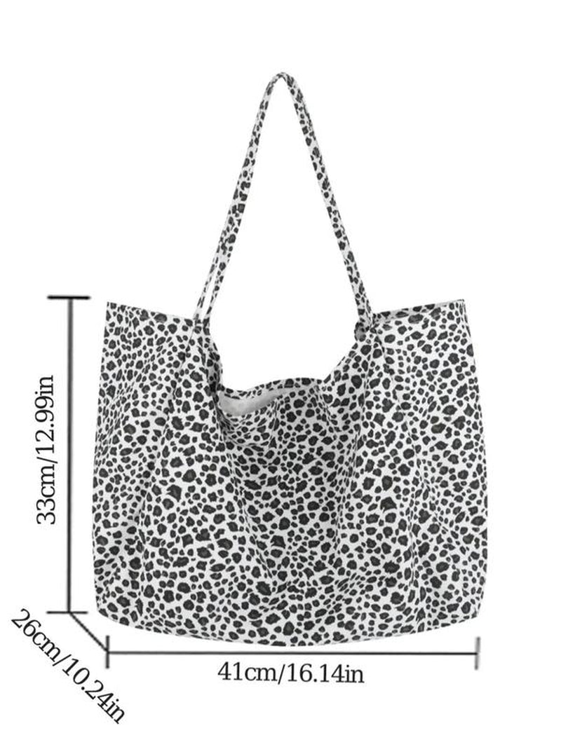 Women'S Fashion Leopard Print Tote Bag, Large Capacity Lightweight Foldable Designer Shoulder Bag, Trendy Versatile High-Quality Daily Commuting Bag, Girl Fashionable Shopping Bag